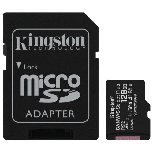 Kingston Canvas Select Plus microSD (microSDXC) 128GB флаш памет - 100MB/s + адаптер