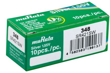 Батерия Murata SR421SW 348 – Сребърно-оксидна батерия за часовници
