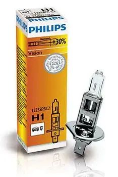 Автомобилна халогенна крушка Philips H1 Vision +30% светлина - по‑ярко и по‑безопасно шофиране