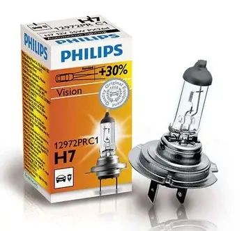Автомобилна халогенна крушка Philips H7 Vision +30% – по‑силна светлина и доказано качество