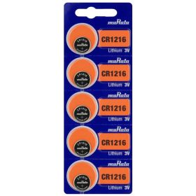Комплект 5 броя литиеви батерии Murata CR1216 – 3V, дълготрайна мощност, в блистер