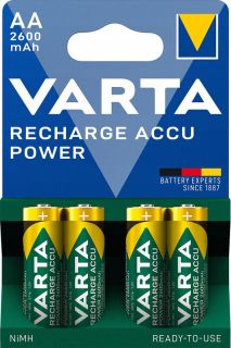 4 бр. Varta Pro R2U R6 AA 2600mAh презареждащи се батерии