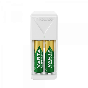 Varta 57656 мини зарядно устройство: Максимална Мощност и Сигурност в Едно, включително 2бр. AA 2100mAh презареждащи се Батерии