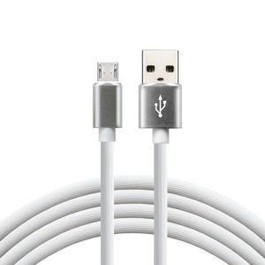 everActive CBS-1.5MW: USB Силиконов Кабел с Микро USB и Поддръжка за Бързо Зареждане до 2.4A - Елегантен и Издръжлив, 150см, Бял