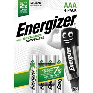 Energizer Универсални акумулаторни батерии AAA 4бр. 500mAh - Отключете устойчива енергия за вашите устройства