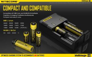 NITECORE i2 Универсално зарядно устройство за Li-ion & NIMH, 18650, CR123, AA, AAA, C, D