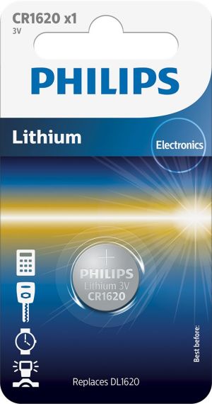 Литиева батерия Philips CR1620 PHILIPS LITHIUM - 3V| BATERIIKI.COM