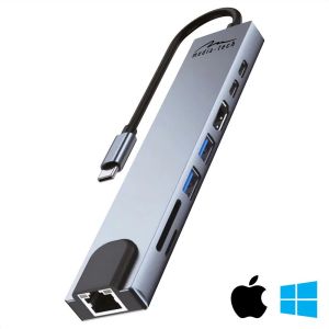 Media-Tech MT5046 8-в-1 USB-C Hub – Перфектното решение за свързаност с 4K HDMI, USB 3.0, PD 100W и Gigabit LAN!