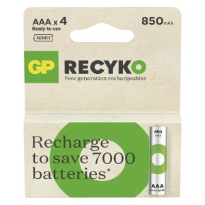 4 бр. Презареждаеми Батерии GP ReCyko AAA 850mAh – Мощност, Устойчивост и Екологичност в Едно