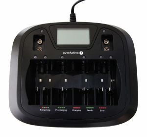 Интелигентно универсално зарядно устройство за акумулаторни батерии everActive NC-900U с LCD дисплей и USB порт