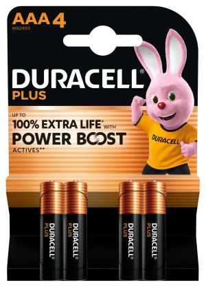 Duracell Plus Power Boost MN2400 AAA – 4 алкални батерии 1.5V LR03 с дълготрайна Power Boost™ енергия