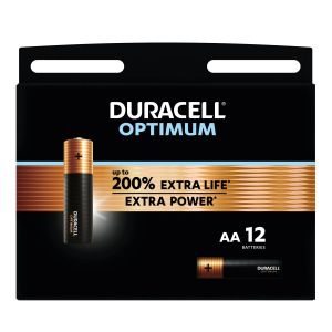 Duracell Optimum AA LR06 – 12 алкални Батерии с до 200% повече мощност и живот