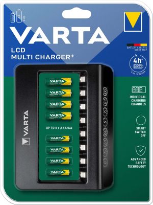 VARTA 57681 101 401 LCD Multi Charger – Комбинирано зарядно устройство за батерии АА и ААА с LCD дисплей