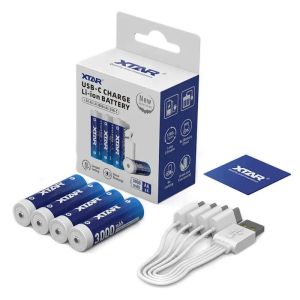 XTAR AA 1.5V 3000mAh USB‑C – високоефективни Li‑Ion акумулаторни батерии (4 броя)