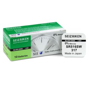 Батерия SEIZAIKEN 317 - Сребърен оксид / SEIKO SR516SW / SR62 – 1.55V – Оригинална от Япония