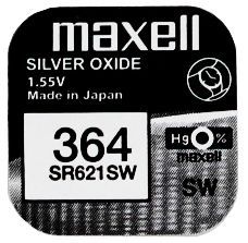 Maxell 364 SR621SW – Японска Сребърно-оксидна Батерия за Часовници 1.55V, Без Живак